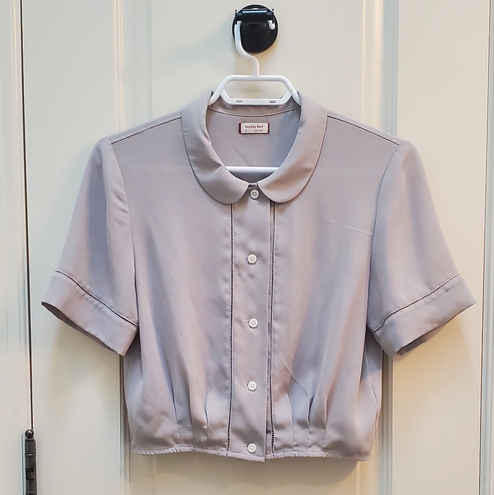 Women Gray Short Sleeve Shirt